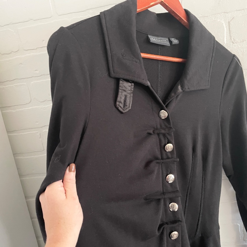 Y2K Gothic Redingote Coat Asymmetrical Button Jacket Lightweight Elloquent Sz M - Picture 7 of 16